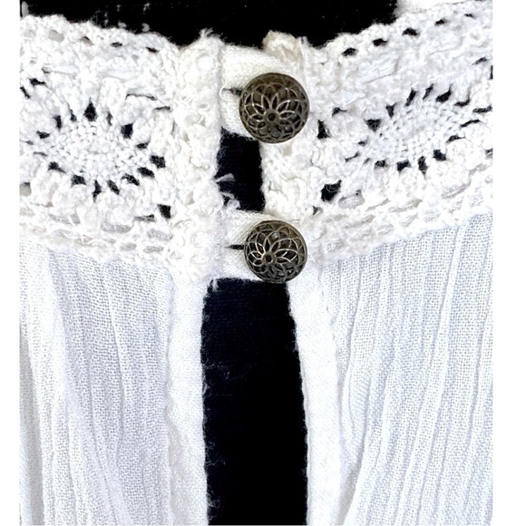 Lucky Brand Boho Chic Embroidered Crochet Detail Lined Sundress White Bl… - Picture 6 of 9